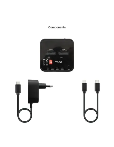 TooQ Docking Station USB-C 3.2 Gen 2 Dual Bay para SSD M.2 NGFF NVMe Clonador, Negro
