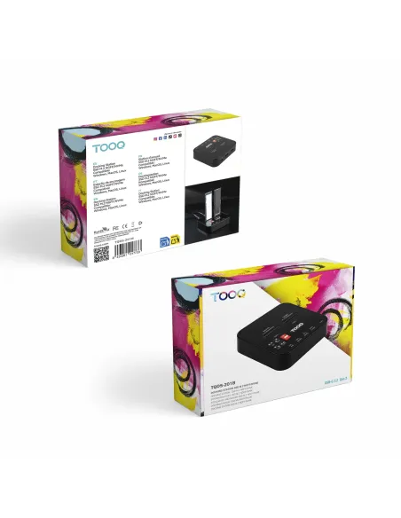 TooQ Docking Station USB-C 3.2 Gen 2 Dual Bay para SSD M.2 NGFF NVMe Clonador, Negro
