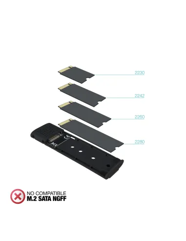 TooQ Caja Externa para SSD M.2 NVMe PICe, Negra