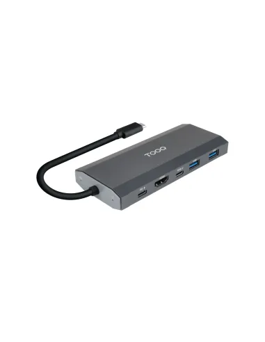 TooQ Caja externa para SSD M.2 NGFF NVMe + HUB USB 3.2 Gen2 con 1xUSB-C PD + 2xUSB-A + USB-C + HDMI, Gris