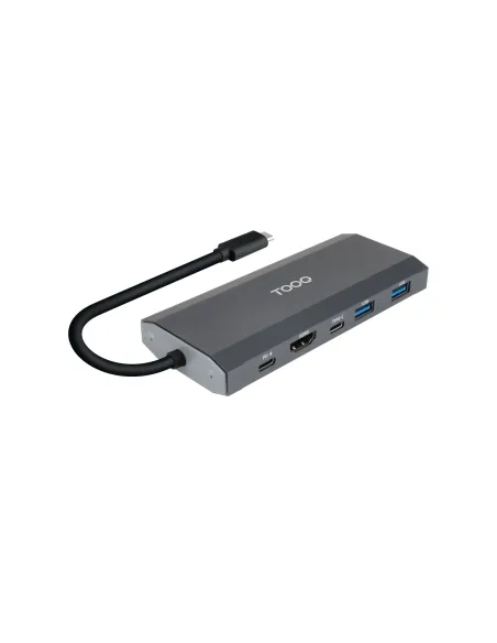 TooQ Caja externa para SSD M.2 NGFF NVMe + HUB USB 3.2 Gen2 con 1xUSB-C PD + 2xUSB-A + USB-C + HDMI, Gris