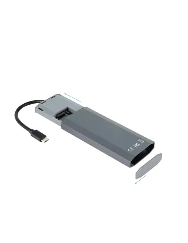TooQ Caja externa para SSD M.2 NGFF NVMe + HUB USB 3.2 Gen2 con 1xUSB-C PD + 2xUSB-A + USB-C + HDMI, Gris