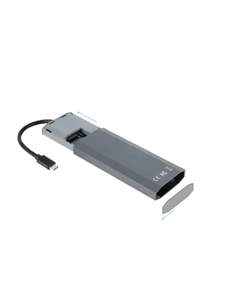 TooQ Caja externa para SSD M.2 NGFF NVMe + HUB USB 3.2 Gen2 con 1xUSB-C PD + 2xUSB-A + USB-C + HDMI, Gris