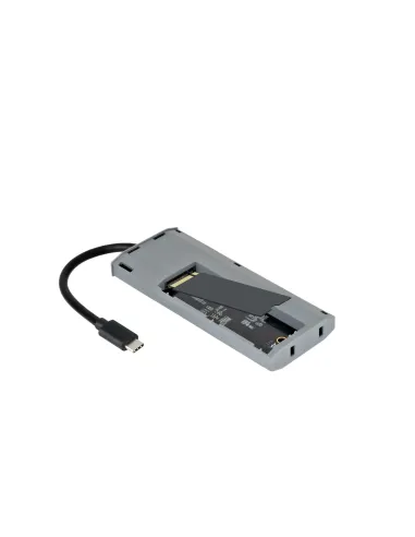 TooQ Caja externa para SSD M.2 NGFF NVMe + HUB USB 3.2 Gen2 con 1xUSB-C PD + 2xUSB-A + USB-C + HDMI, Gris