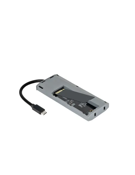 TooQ Caja externa para SSD M.2 NGFF NVMe + HUB USB 3.2 Gen2 con 1xUSB-C PD + 2xUSB-A + USB-C + HDMI, Gris