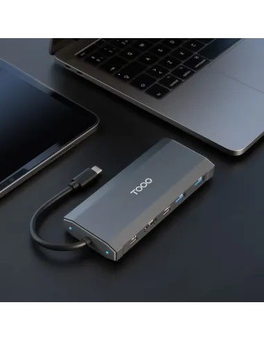 TooQ Caja externa para SSD M.2 NGFF NVMe + HUB USB 3.2 Gen2 con 1xUSB-C PD + 2xUSB-A + USB-C + HDMI, Gris