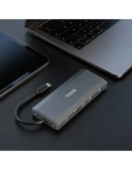 TooQ Caja externa para SSD M.2 NGFF NVMe + HUB USB 3.2 Gen2 con 1xUSB-C PD + 2xUSB-A + USB-C + HDMI, Gris