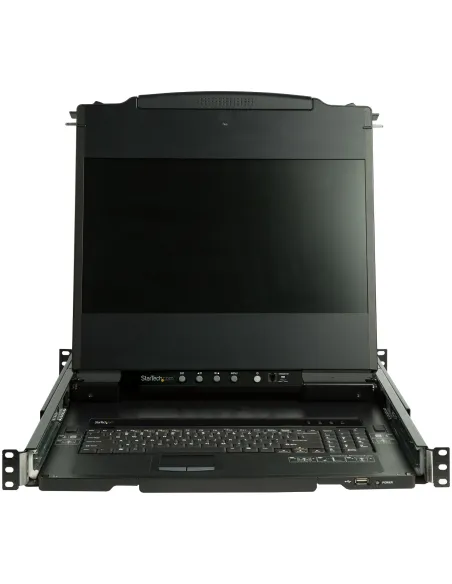 StarTech.com Consola KVM de Doble Carril HD 1080p para Rack de Servidores - Teclado QWERTY - KVM de 1 Puerto DVI VGA con