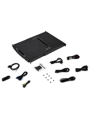 StarTech.com Consola KVM de Doble Carril HD 1080p para Rack de Servidores - Teclado QWERTY - KVM de 1 Puerto DVI VGA con