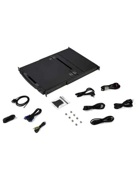 StarTech.com Consola KVM de Doble Carril HD 1080p para Rack de Servidores - Teclado QWERTY - KVM de 1 Puerto DVI VGA con