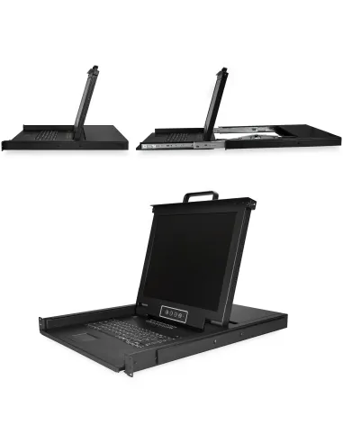 StarTech.com Consola KVM de 16 Puertos para Montaje en Rack con Cables de 1,8m - Teclado QWERTY - Conmutador KVM integrado con