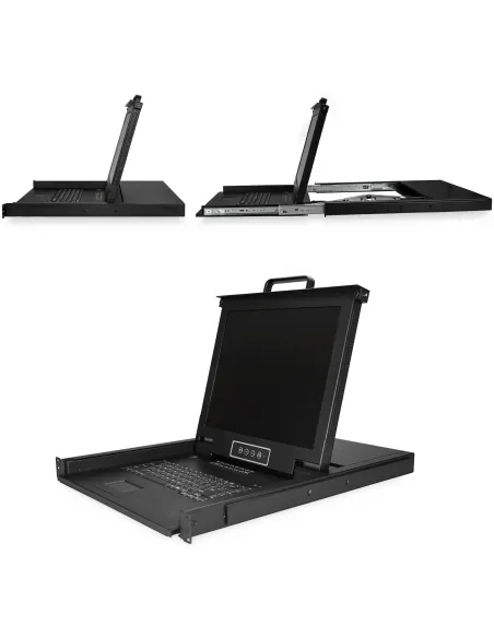 StarTech.com Consola KVM de 16 Puertos para Montaje en Rack con Cables de 1,8m - Teclado QWERTY - Conmutador KVM integrado con