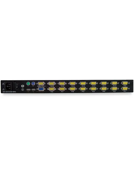 StarTech.com Consola KVM de 16 Puertos para Montaje en Rack con Cables de 1,8m - Teclado QWERTY - Conmutador KVM integrado con