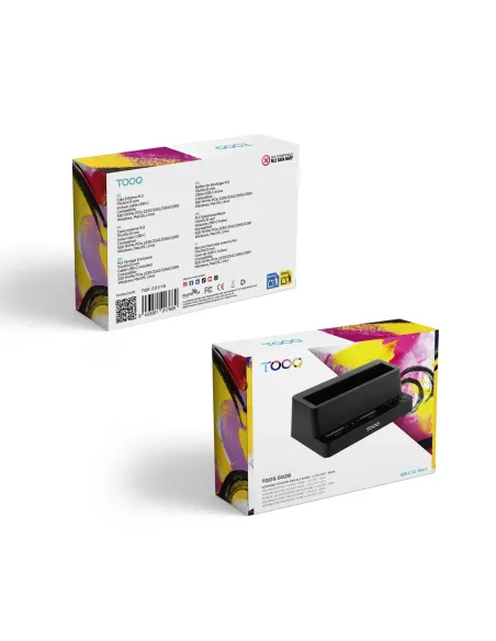 TooQ Docking Station USB-C 3.2 Gen 2 Dos Bahías para SSD M.2 NVMe + Bahía para 2,5"- 3,5" para HDD + Clonador, Negro