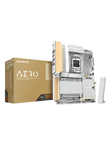 GIGABYTE X870E AERO X3D WOOD Placa Base - Compatible con procesadores AMD Ryzen 9000, VRM digital de 16+2+2 fases, hasta 9000Hz