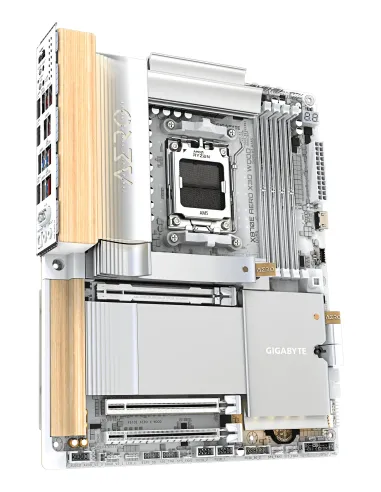 GIGABYTE X870E AERO X3D WOOD Placa Base - Compatible con procesadores AMD Ryzen 9000, VRM digital de 16+2+2 fases, hasta 9000Hz