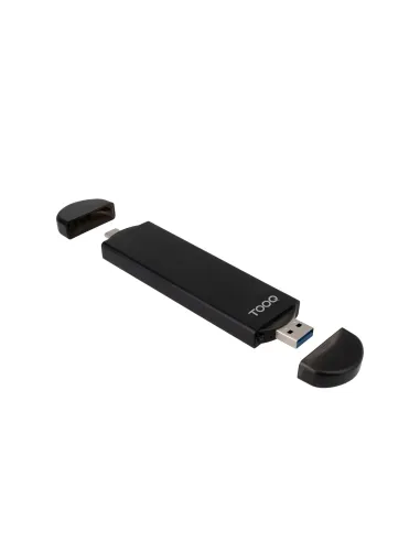 TooQ Caja Externa USB-C M + USB-A M para SSD M.2 NGFF NVMe, Negra