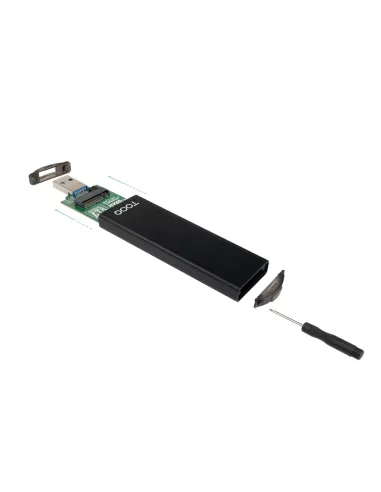 TooQ Caja Externa USB-C M + USB-A M para SSD M.2 NGFF NVMe, Negra