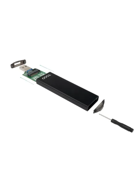 TooQ Caja Externa USB-C M + USB-A M para SSD M.2 NGFF NVMe, Negra