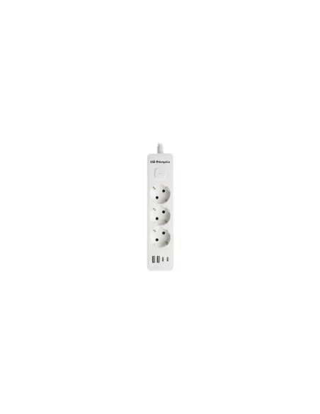 Regleta con Interruptor Orbegozo EN 3100/ 3 Tomas de Corriente/ 2 USB/ 2 USB Tipo-C/ Cable 1.4m/ Blanca
