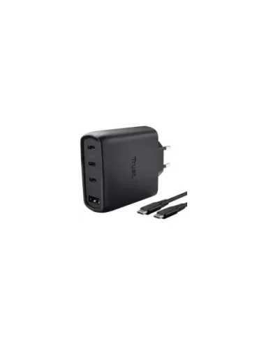 Cargador de Pared GaN Trust Maxo 65W 26067/ 3xUSB Tipo-C/ 1xUSB/ Incluye Cable USB Tipo-C/ 65W