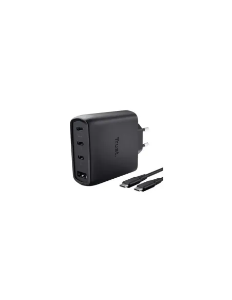 Cargador de Pared GaN Trust Maxo 65W 26067/ 3xUSB Tipo-C/ 1xUSB/ Incluye Cable USB Tipo-C/ 65W