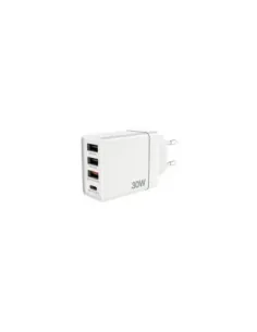 Cargador de Pared GaN Verbatim CHR-30EU2/ 1xUSB Tipo-C/ 3xUSB/ 30W