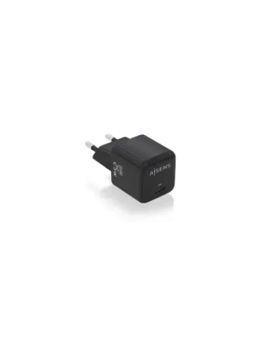 Cargador de Pared GaN Aisens ASCH-25W1P013-BK/ 1xUSB Tipo-C/ 25W