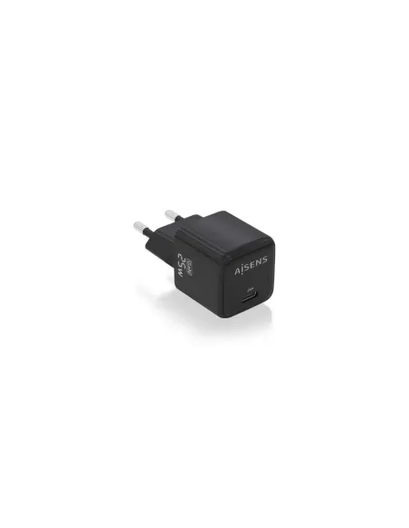 Cargador de Pared GaN Aisens ASCH-25W1P013-BK/ 1xUSB Tipo-C/ 25W