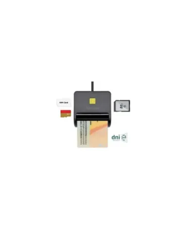 Lector de DNI y Tarjetas Aisens ASCR-SN02SD-BK/ USB 2.0/ Negro