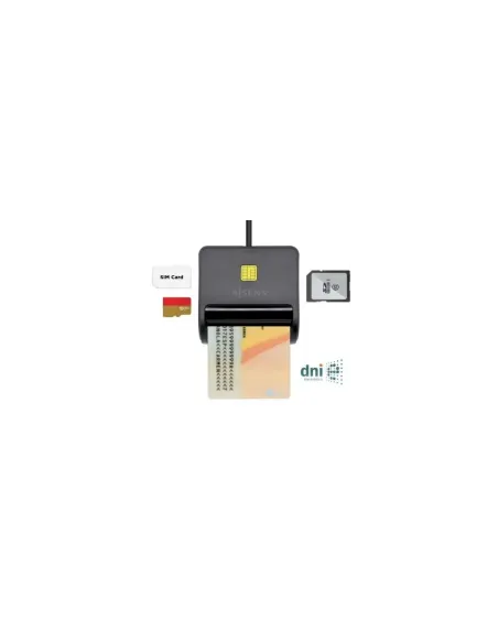 Lector de DNI y Tarjetas Aisens ASCR-SN02SD-BK/ USB 2.0/ Negro