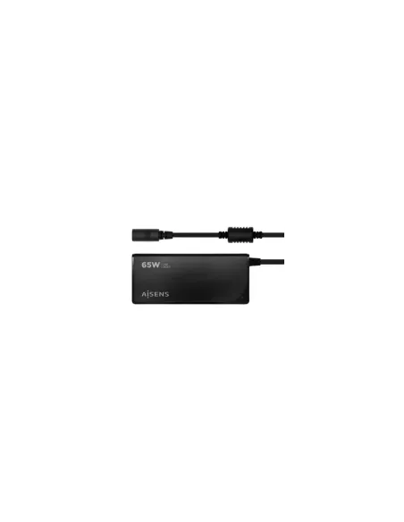 Cargador de Portátil Aisens ASLC-65WAUTO-BK/ 65W/ 1xUSB QC3.0/ Automático/ 9 Conectores/ Voltaje 18.5-20V