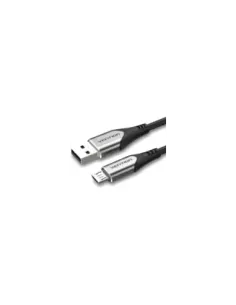 Cable USB 2.0 Vention COAHF/ USB Macho - MicroUSB Macho/ Hasta 60W/ 480Mbps/ 1m/ Gris