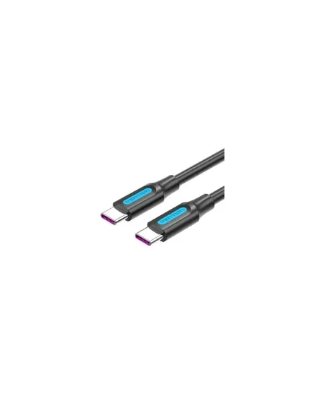 Cable USB 2.0 Tipo-C Vention COTBD/ USB Tipo-C Macho - USB Tipo-C Macho/ Hasta 100W/ 480Mbps/ 50cm/ Negro