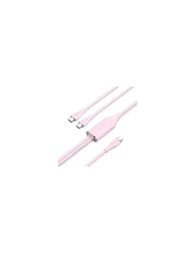 Cable USB Tipo-C Vention CTMPG/ USB Tipo-C Macho - 2 x USB Tipo-C Macho/ Hasta 100W/ 480Mbps/ 1.5m/ Rosa