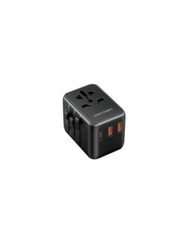 Cargador de Pared Universal Vention FJEB0/ Toma de Corriente Universal/ 1xUSB Tipo-C/ 2xUSB/ 65W