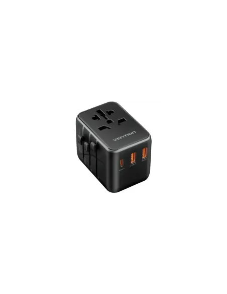 Cargador de Pared Universal Vention FJEB0/ Toma de Corriente Universal/ 1xUSB Tipo-C/ 2xUSB/ 65W