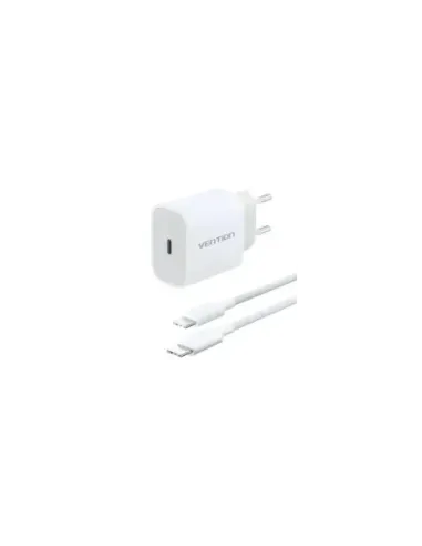 Cargador de Pared Vention G16W0-EU/ 1xUSB Tipo-C + Cable USB Tipo-C/ 20W