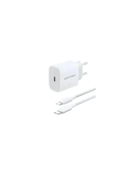 Cargador de Pared Vention G16W0-EU/ 1xUSB Tipo-C + Cable USB Tipo-C/ 20W