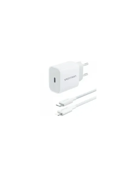 Cargador de Pared Vention G17W0-EU/ 1xUSB Tipo-C + Cable Lightning/ 20W