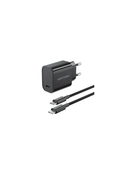Cargador de Pared GaN Vention G18B0-EU/ 1xUSB Tipo-C + Cable USB Tipo-C/ 30W