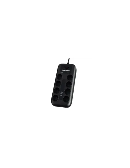 Regleta con Interruptor Cyberpower P0820SUD0-DE/ 8 Tomas de corriente/ 2 USB/ Cable 1.8m/ Negra