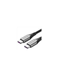 Cable USB 2.0 Tipo-C Vention TAEHG/ USB Tipo-C Macho - USB Tipo-C Macho/ Hasta 100W/ 480Mbps/ 1.5m/ Gris