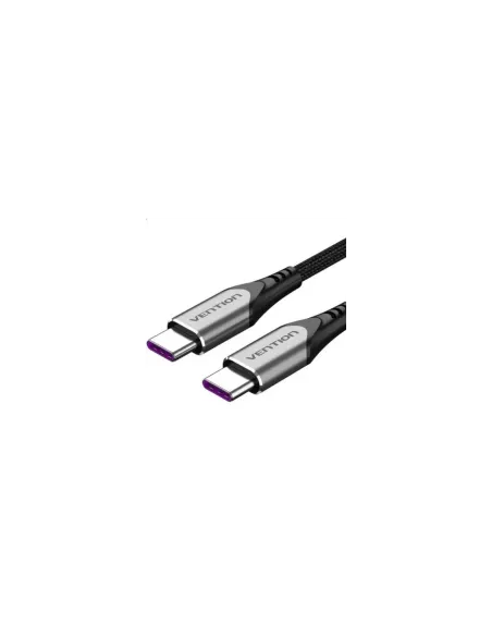 Cable USB 2.0 Tipo-C Vention TAEHG/ USB Tipo-C Macho - USB Tipo-C Macho/ Hasta 100W/ 480Mbps/ 1.5m/ Gris