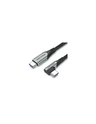 Cable USB 2.0 Tipo-C 90º Vention TAKHF/ USB Tipo-C Macho - USB Tipo-C Macho/ Hasta 100W/ 480Mbps/ 1m/ Gris