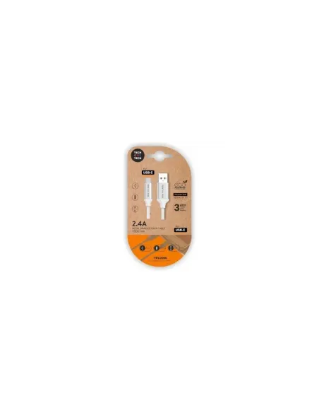 Cable USB 2.0 Tech One Tech TEC2006/ USB Tipo-C Macho - USB Macho/ 480Mbps/ 1m/ Blanco