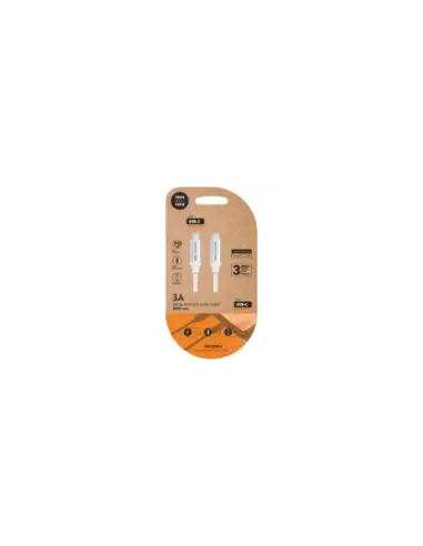 Cable USB 2.0 Tipo-C Tech One Tech TEC2204/ USB Tipo-C Macho - USB Tipo-C Macho/ Hasta 20W/ 480Mbps/ 1m/ Blanco