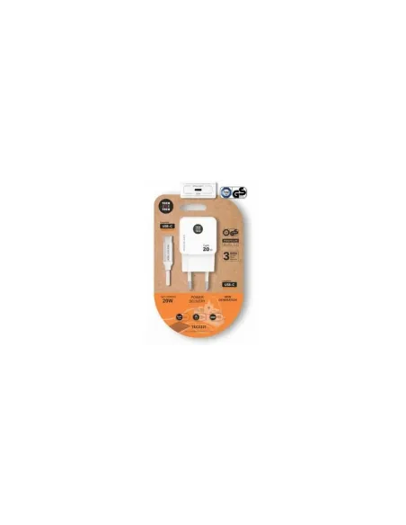 Cargador de Pared Tech One Tech TEC2221/ 1xUSB Tipo-C + Cable USB Tipo-C/ 20W/ Blanco