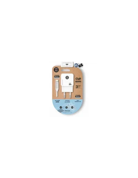 Cargador de Pared Tech One Tech TEC2222/ 1xUSB Tipo-C + Cable Lightning/ 20W/ Blanco