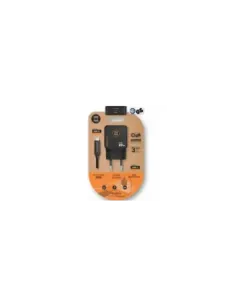 Cargador de Pared GaN Tech One Tech TEC2223/ 1xUSB Tipo-C + Cable USB Tipo-C/ 20W/ Negro